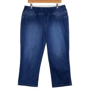 Seven 7 Jeans Tummy Toner Pull On Capris Women's 18 Vibrant Blue Fading Stretch